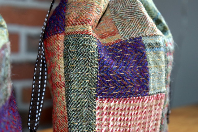 Kantha Tweed Drawstring Pouches