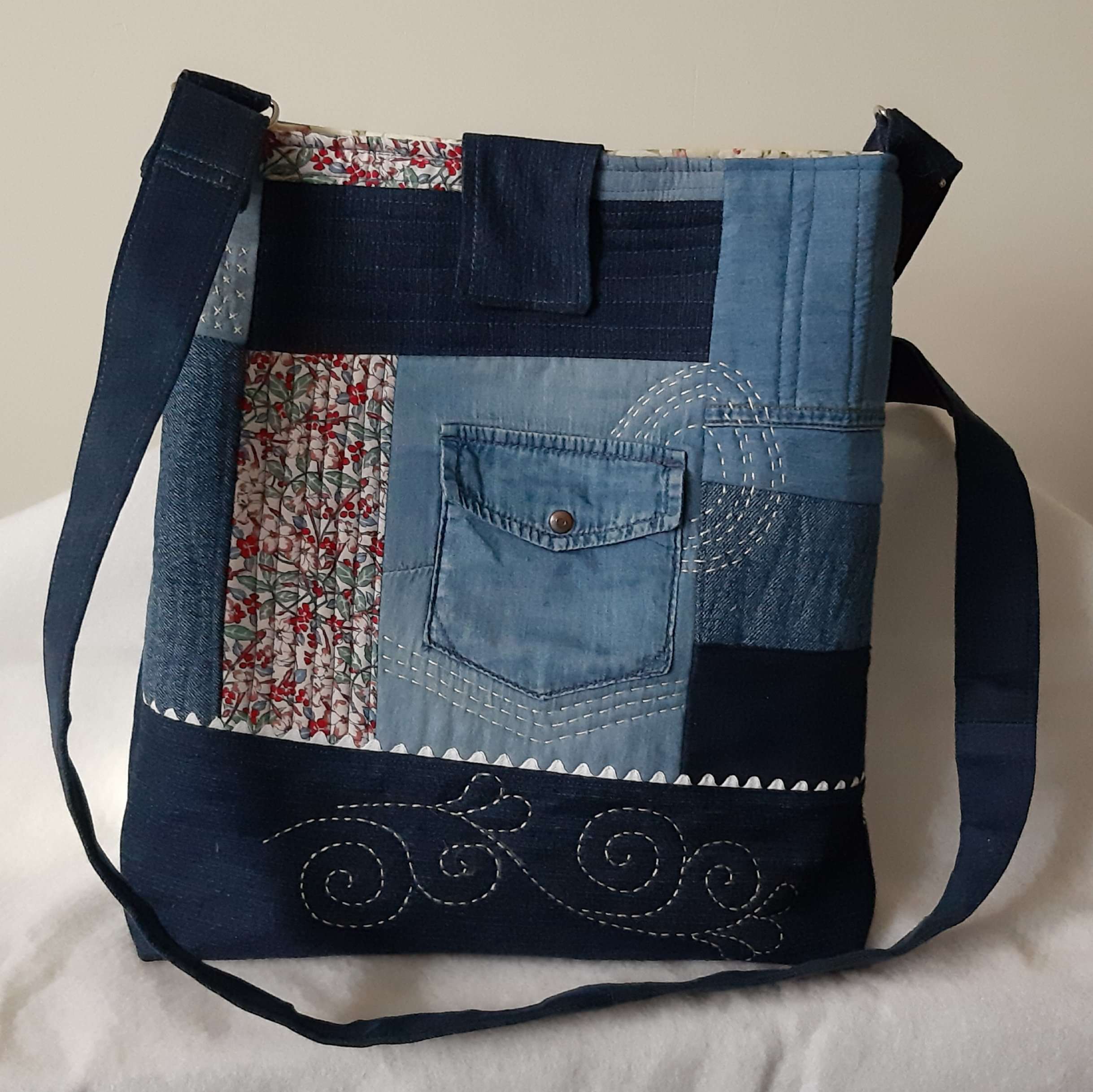 Boro Patchwork Denim Cosmetic Bag Boro Patch Zip Purse 