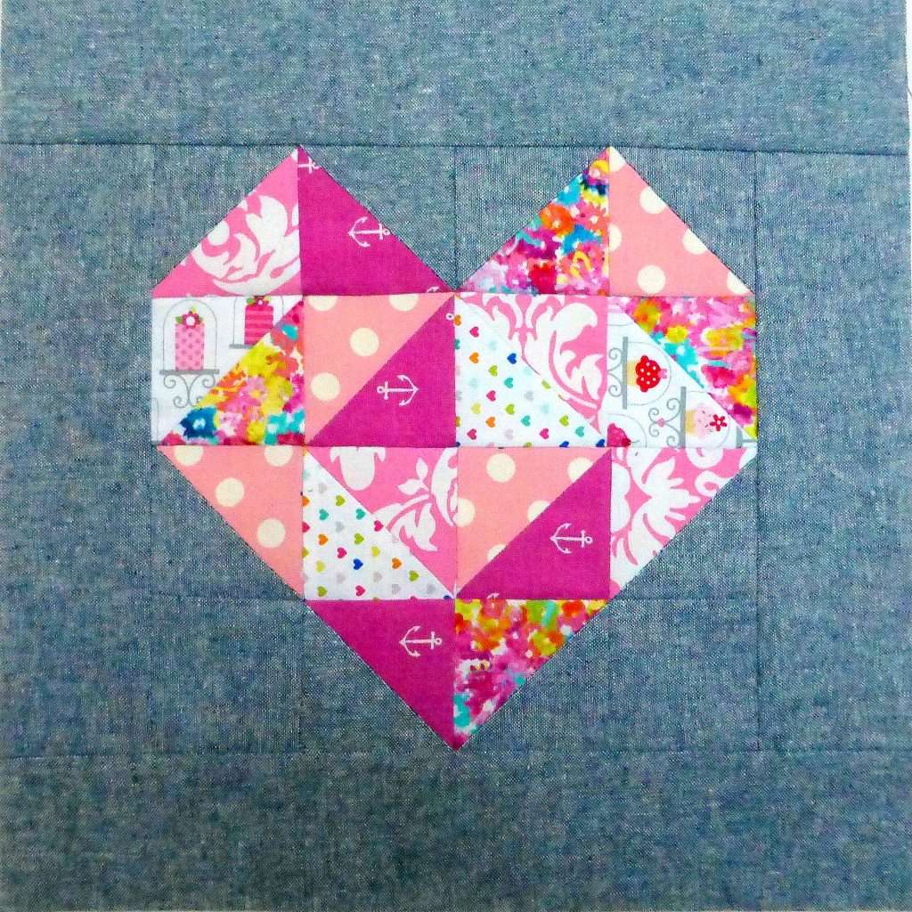 Heart Amish Block Quilted Tote Bag